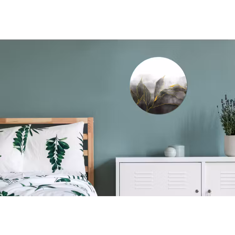 Wandcirkel - Aluminium - Marmer - Zwart - Goud - Luxe - Marmerlook — 4