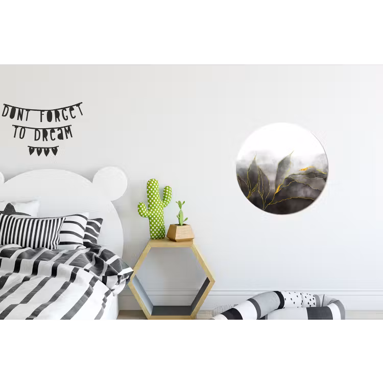 Wandcirkel - Aluminium - Marmer - Zwart - Goud - Luxe - Marmerlook — 5