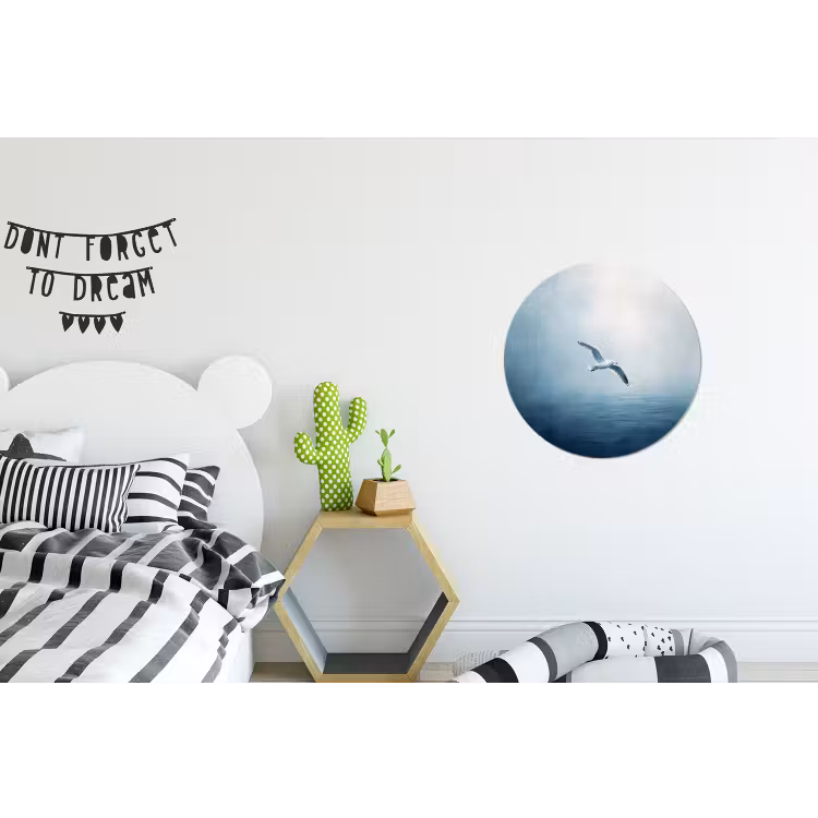 Wandcirkel - Aluminium - Meeuw - Wit - Zee - Mistig — 5