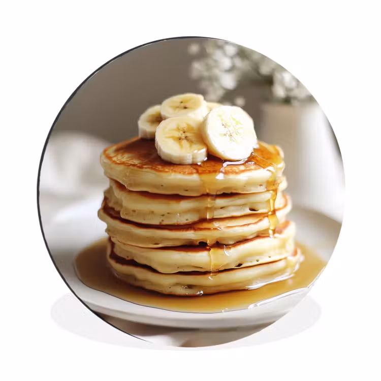 Wandcirkel - Aluminium - Pannenkoeken - Banaan - Siroop - Wit - Beige — 1