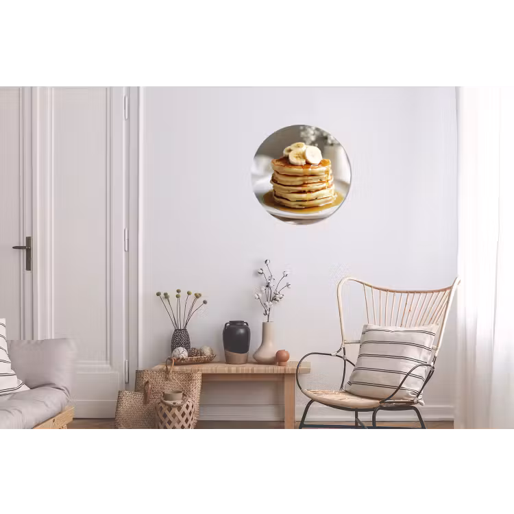 Wandcirkel - Aluminium - Pannenkoeken - Banaan - Siroop - Wit - Beige — 2
