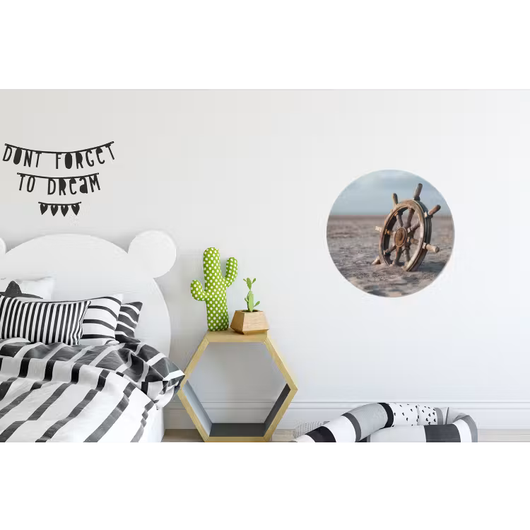 Wandcirkel - Aluminium - Scheepsstuur - Hout - Bruin - Zand — 5