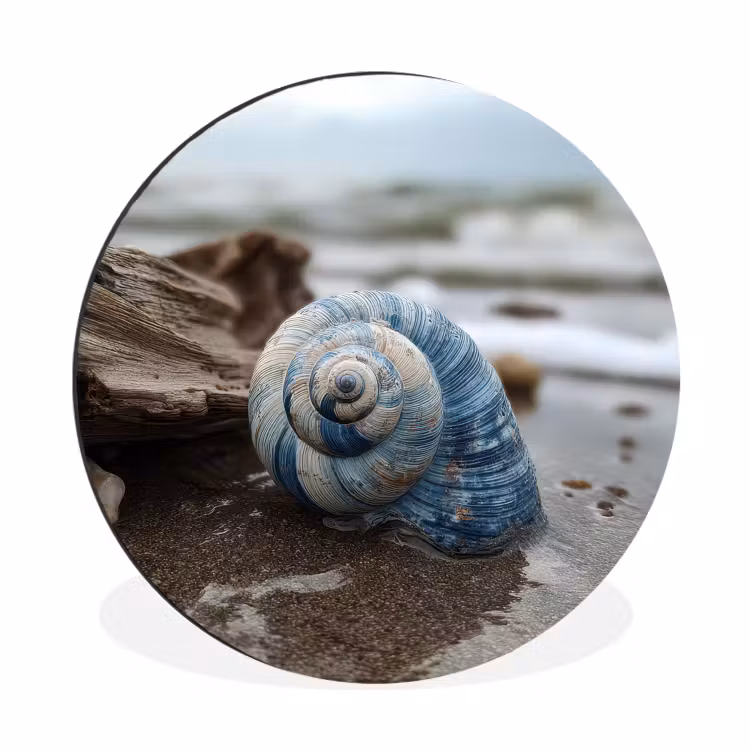 Wandcirkel - Aluminium - Schelp - Strand - Blauw - Zee — 1