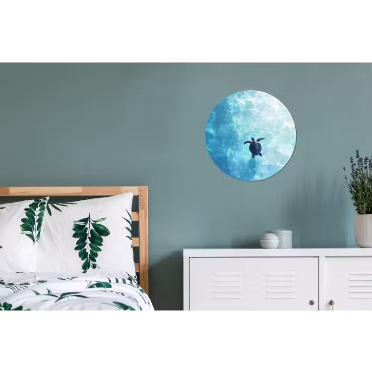 Wandcirkel - Aluminium - Schildpad - Zee - Blauw - Schittering — 4