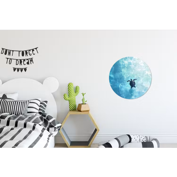 Wandcirkel - Aluminium - Schildpad - Zee - Blauw - Schittering — 5
