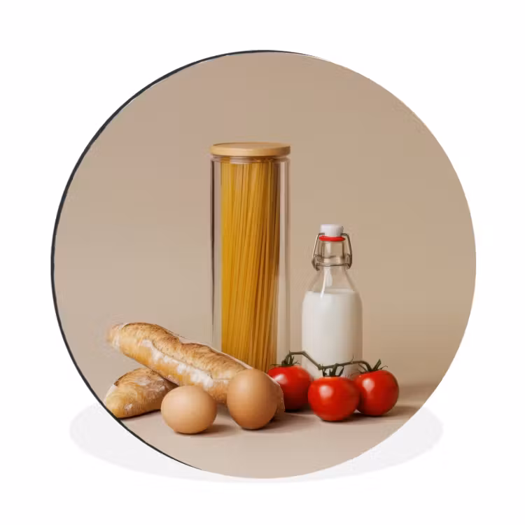 Wandcirkel - Aluminium - Spaghetti - Melk - Tomaten - Eieren - Brood — 1