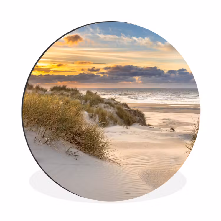 Wandcirkel - Aluminium - Strand - Duin - Gras - Zonsondergang - Zee — 1