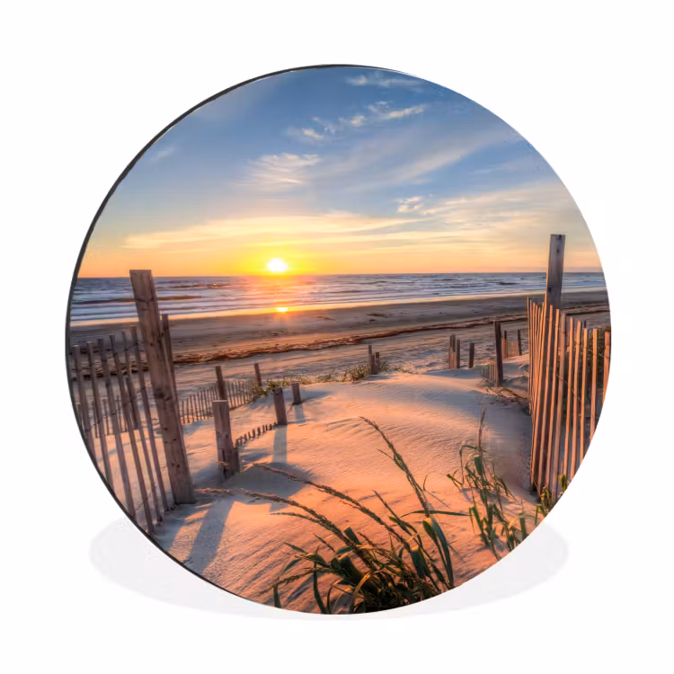 Wandcirkel - Aluminium - Strand - Zee - Duin - Zonsondergang - Landschap — 1