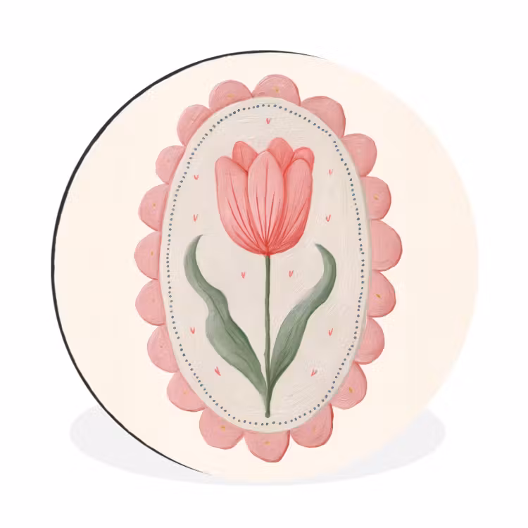 Wandcirkel - Aluminium - Tulp - Lijst - Ovaal - Illustratie — 1