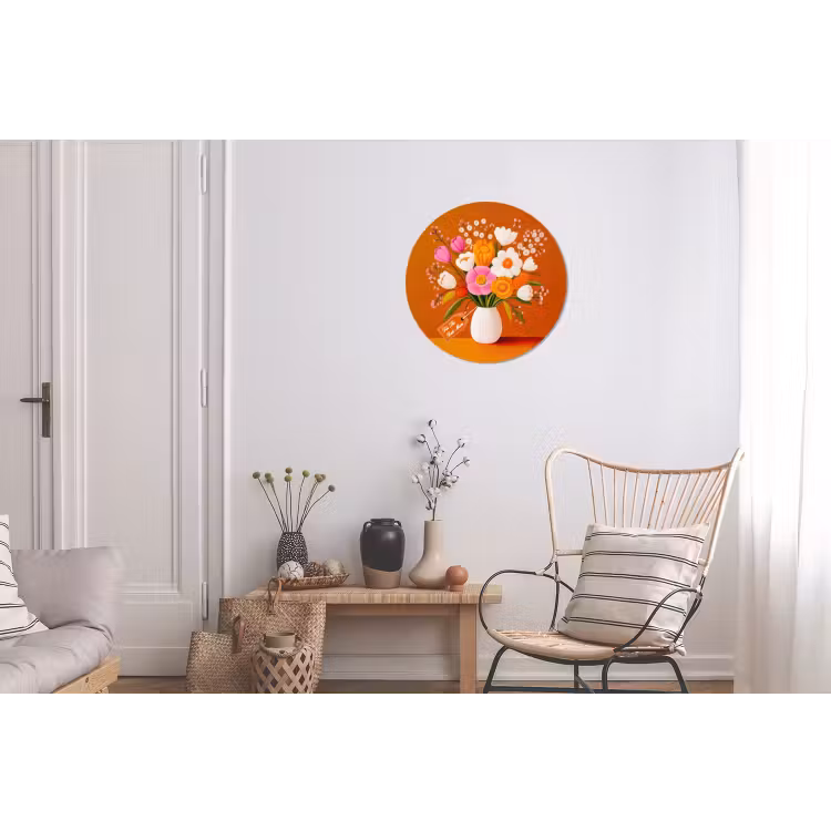 Wandcirkel - Aluminium - Vaas - Bloemen - Oranje — 2