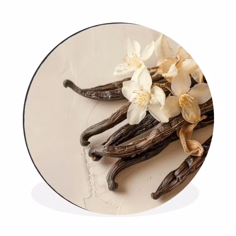 Wandcirkel - Aluminium - Vanille - Bloemen - Beige — 1