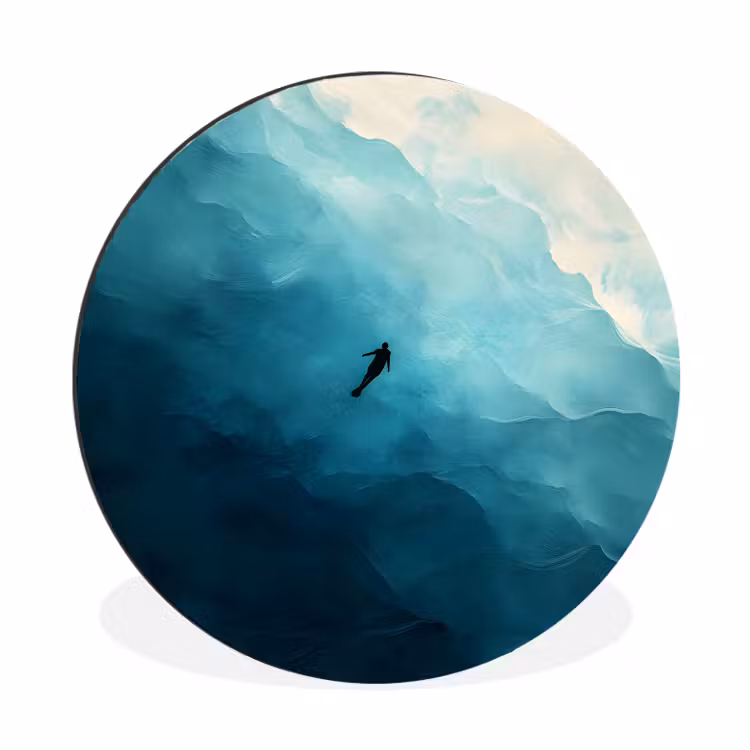 Wandcirkel - Aluminium - Zee - Silhouet - Abstract - Blauw — 1