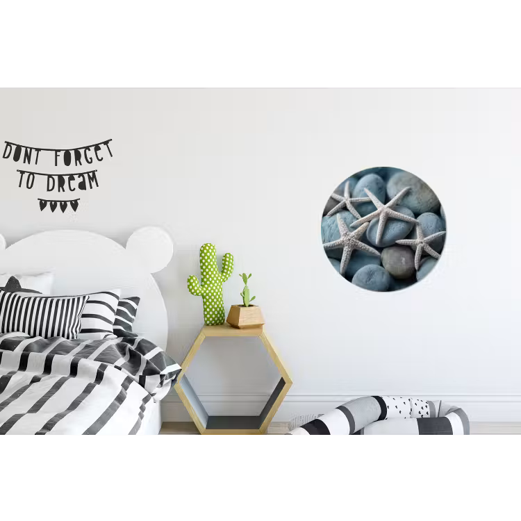 Wandcirkel - Aluminium - Zeesterren - Stenen - Wit — 5