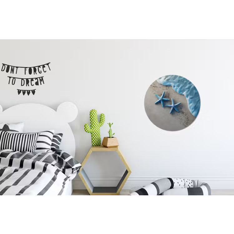 Wandcirkel - Aluminium - Zeesterren - Zand - Zee - Blauw — 5