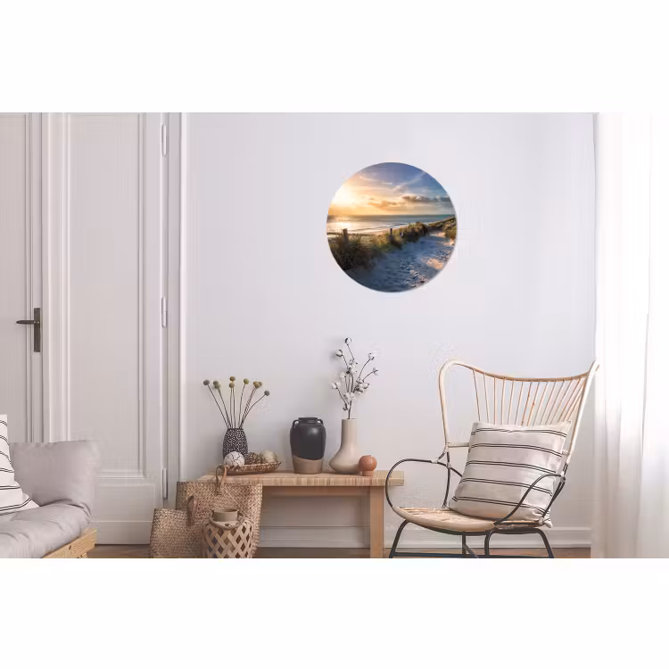 Wandcirkel - Aluminium - Zonsondergang - Strand - Duin - Gras - Bank — 2