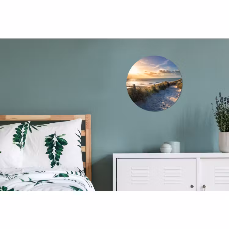 Wandcirkel - Aluminium - Zonsondergang - Strand - Duin - Gras - Bank — 4
