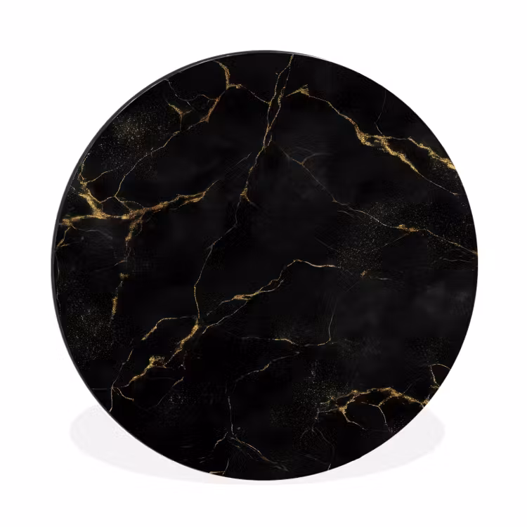 Wandcirkel - Aluminium - Zwart marmer - Gouden aders - Klassiek — 1