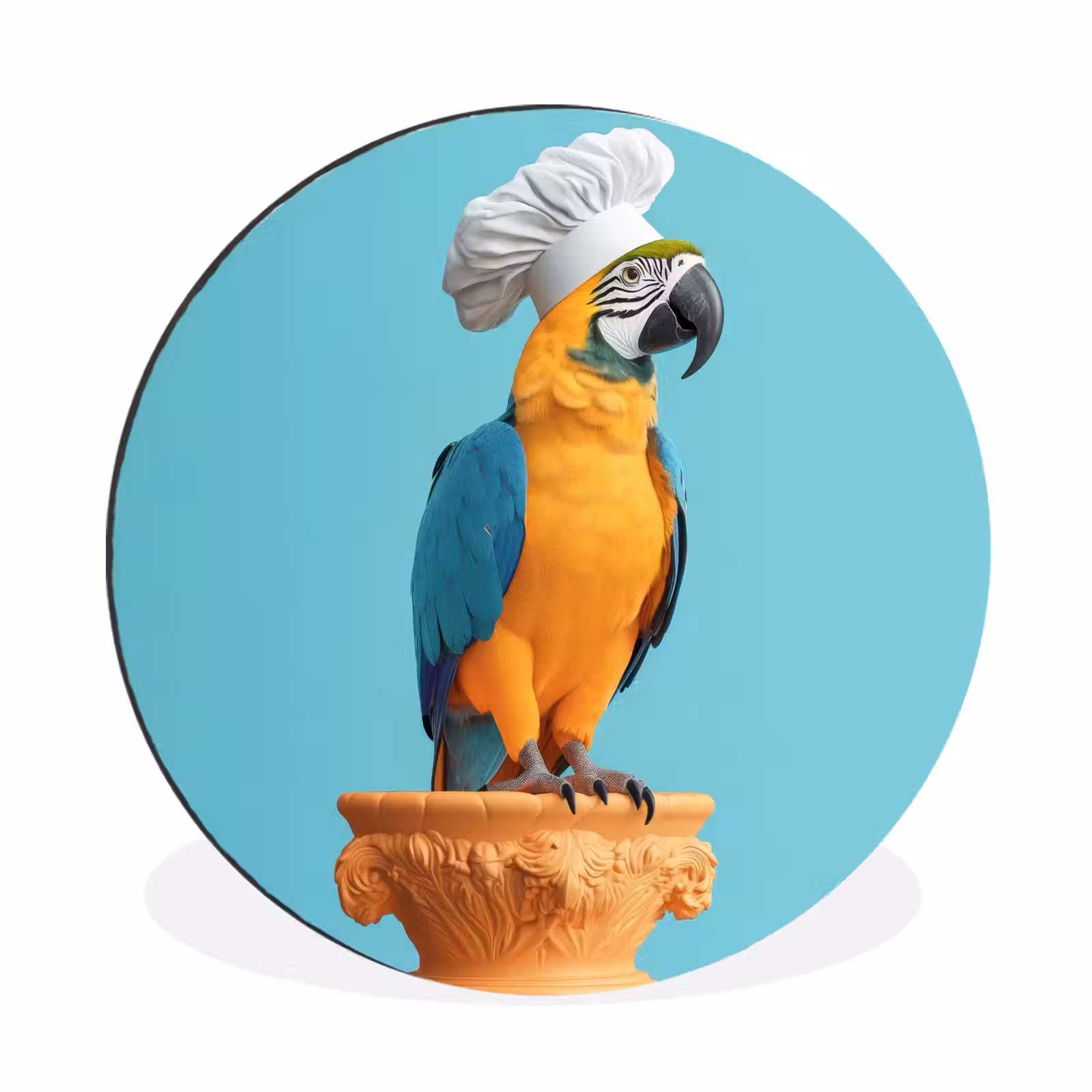 Wandcirkel - Aluminium - Papegaai - Koksmuts - Grappig - Vogel — 1