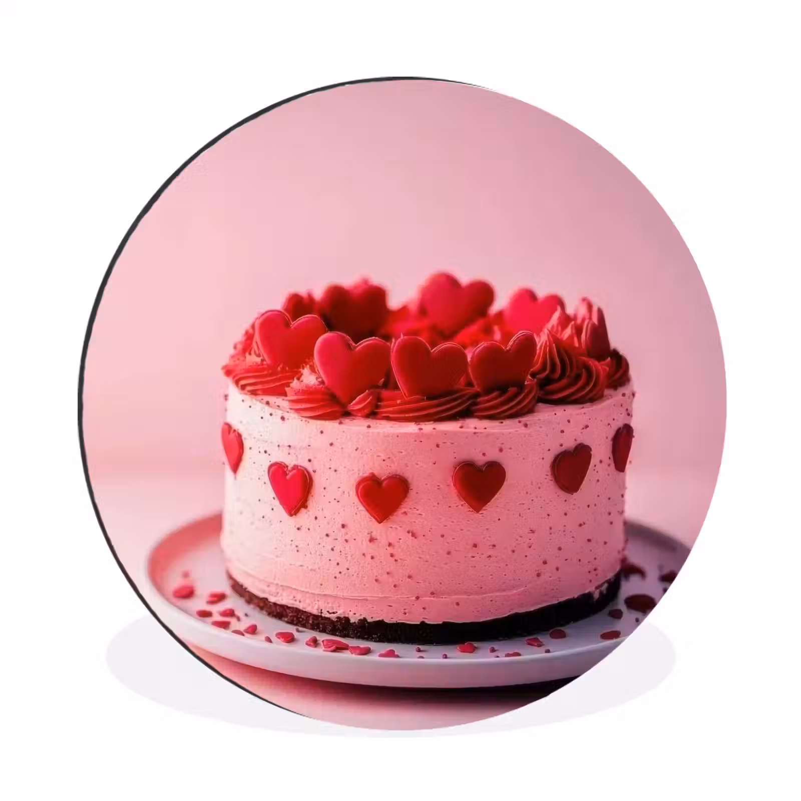 Wandcirkel - Aluminium - Taart - Hart - Roze — 1