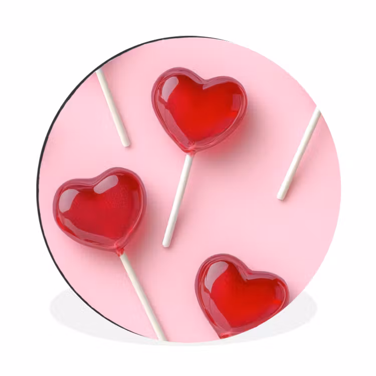 Wandcirkel - Aluminium - Lollies - Hartjes - Roze — 1