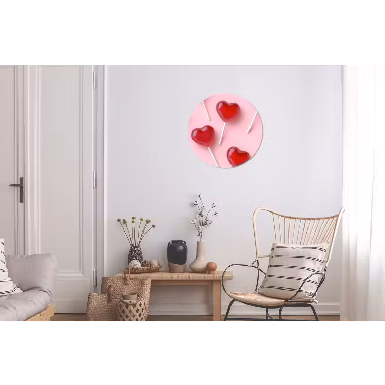 Wandcirkel - Aluminium - Lollies - Hartjes - Roze — 2