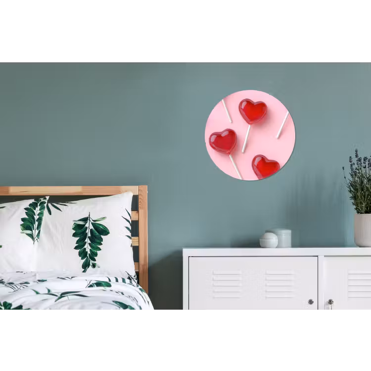 Wandcirkel - Aluminium - Lollies - Hartjes - Roze — 4