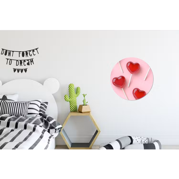 Wandcirkel - Aluminium - Lollies - Hartjes - Roze — 5