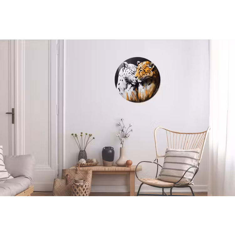 Wandcirkel - Aluminium - Luipaard - Oranje - Wit - Gras — 2