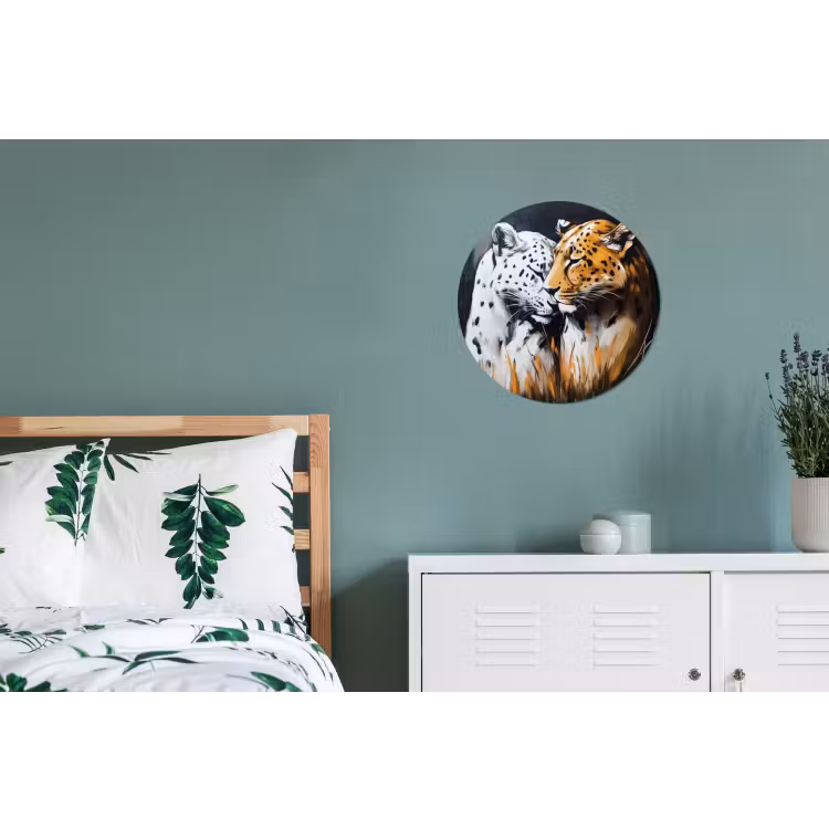 Wandcirkel - Aluminium - Luipaard - Oranje - Wit - Gras — 4