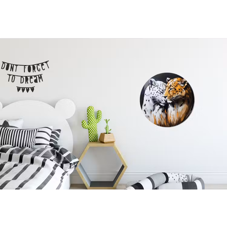 Wandcirkel - Aluminium - Luipaard - Oranje - Wit - Gras — 5