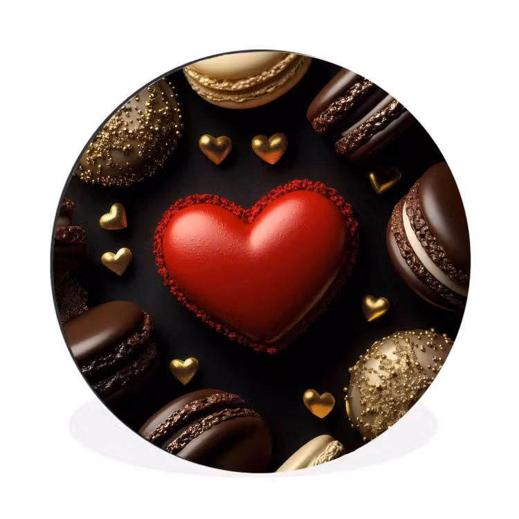 Wandcirkel - Aluminium - Macarons - Rood - Hart — 1
