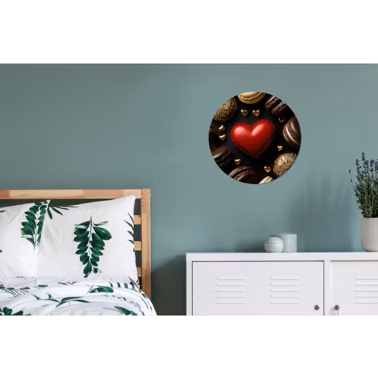 Wandcirkel - Aluminium - Macarons - Rood - Hart — 4