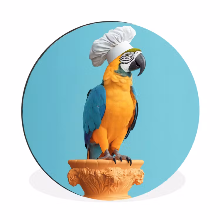 Wandcirkel - Aluminium - Papegaai - Koksmuts - Grappig - Vogel — 1