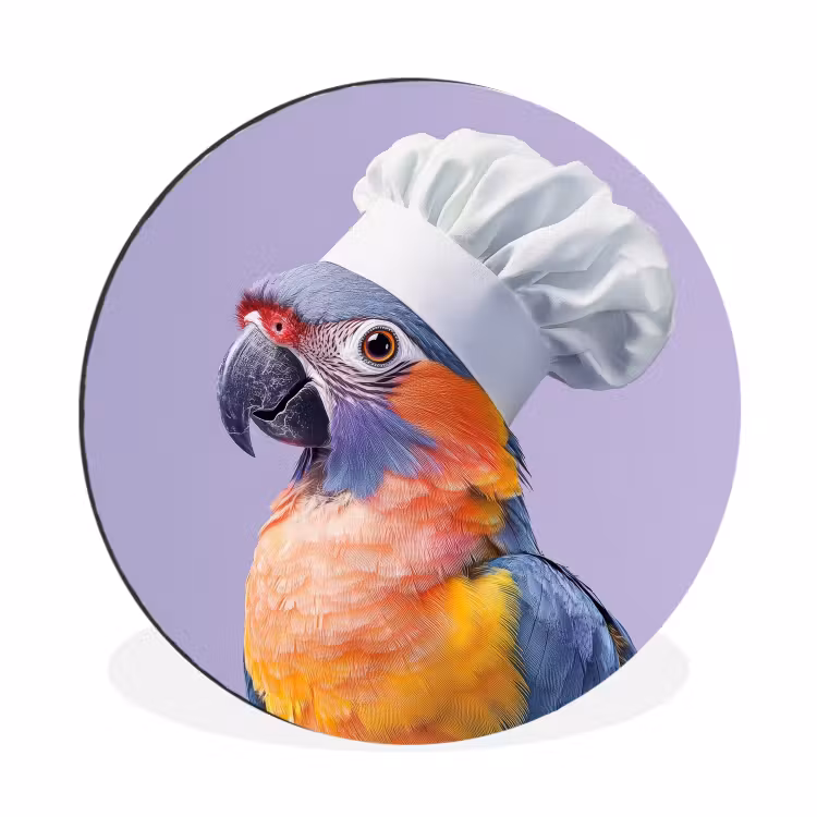 Wandcirkel - Aluminium - Papegaai - Koksmuts - Paars - Cute — 1