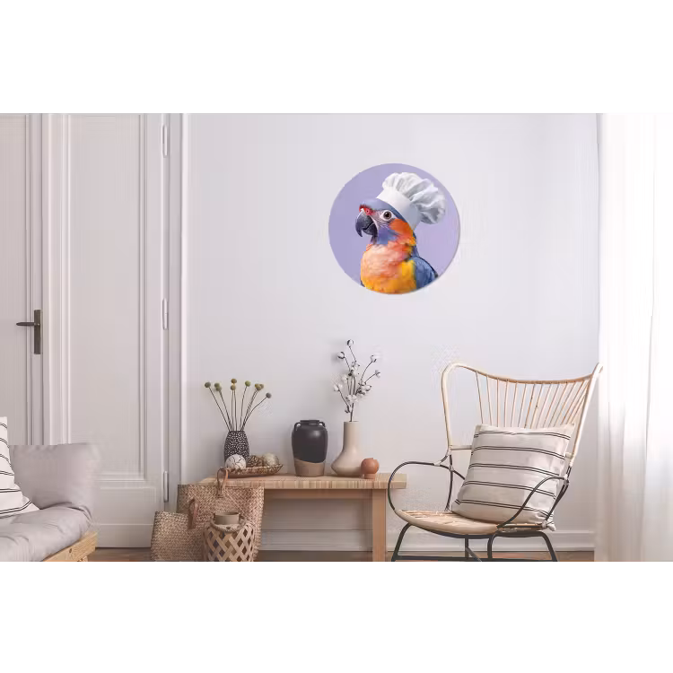 Wandcirkel - Aluminium - Papegaai - Koksmuts - Paars - Cute — 2
