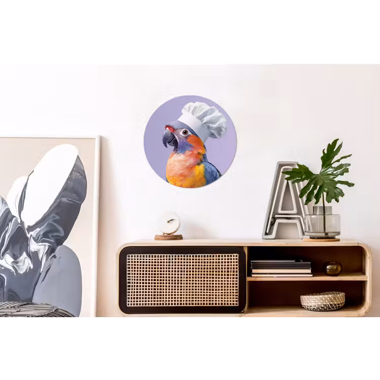 Wandcirkel - Aluminium - Papegaai - Koksmuts - Paars - Cute — 3