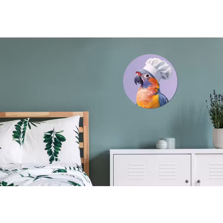 Wandcirkel - Aluminium - Papegaai - Koksmuts - Paars - Cute — 4