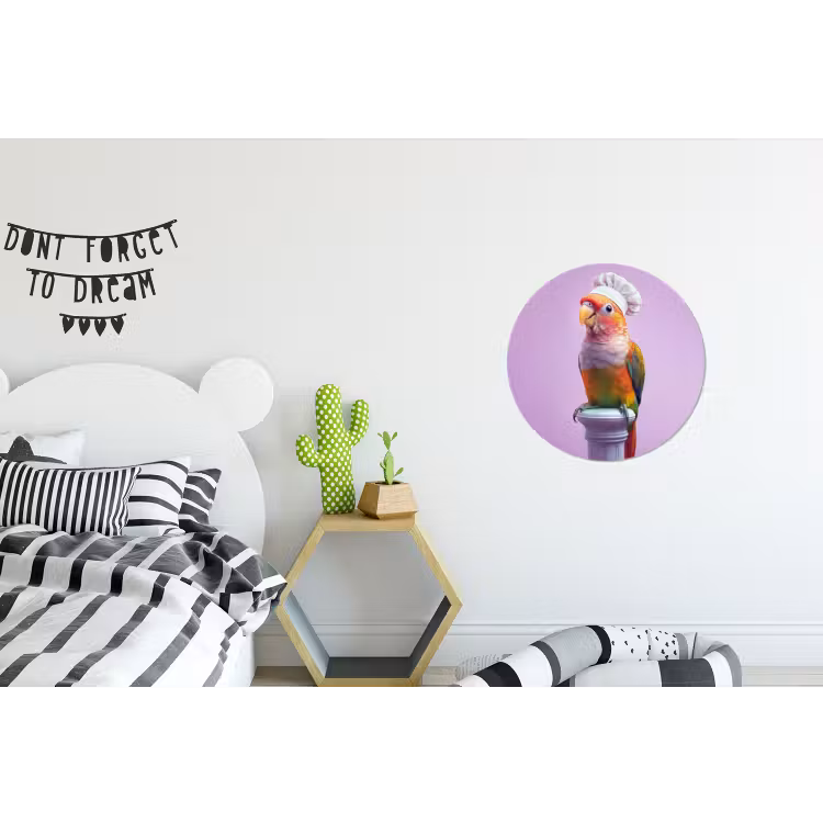 Wandcirkel - Aluminium - Papegaai - Koksmuts - Pilaar - Vogel — 5