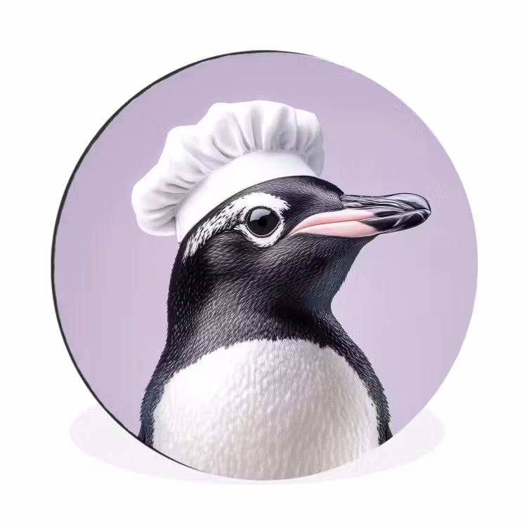 Wandcirkel - Aluminium - Pinguïn - Koksmuts - Lief - Paars — 1