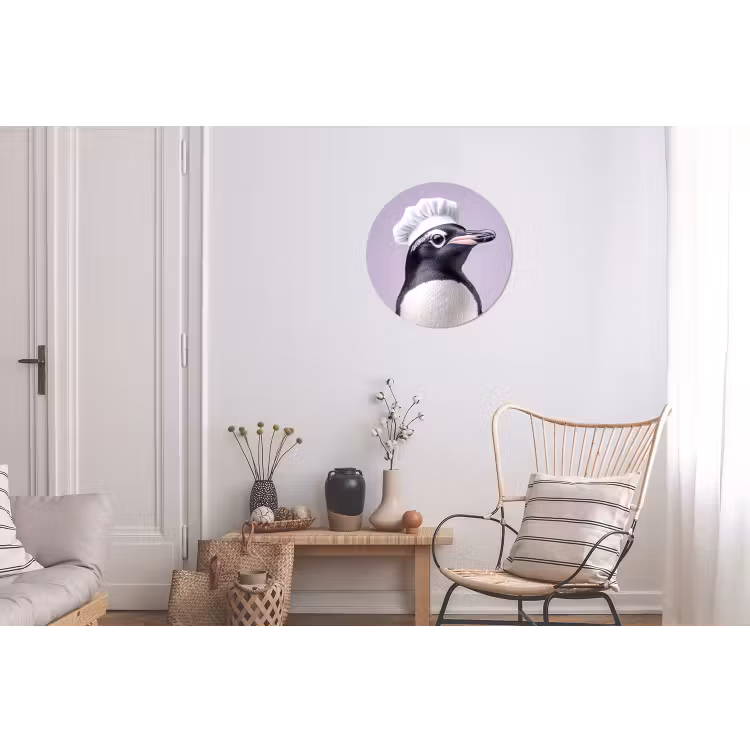 Wandcirkel - Aluminium - Pinguïn - Koksmuts - Lief - Paars — 2