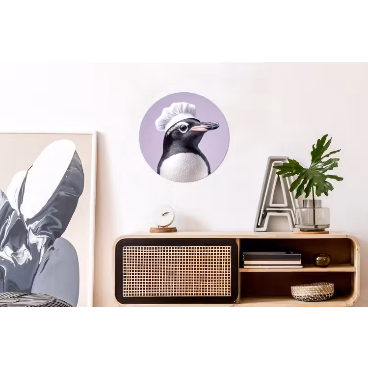 Wandcirkel - Aluminium - Pinguïn - Koksmuts - Lief - Paars — 3