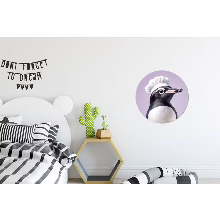 Wandcirkel - Aluminium - Pinguïn - Koksmuts - Lief - Paars — 5
