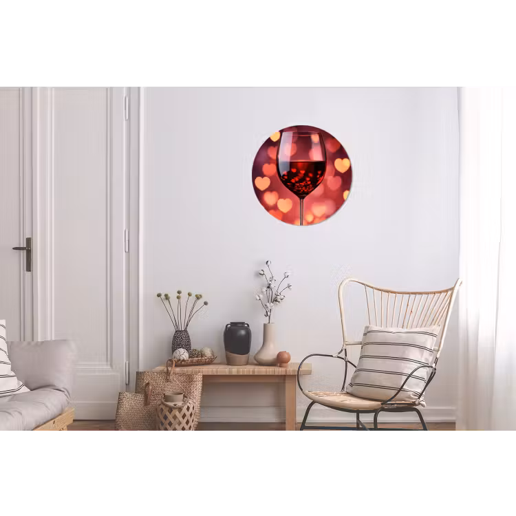 Wandcirkel - Aluminium - Rood - Wijn - Hartjes — 2