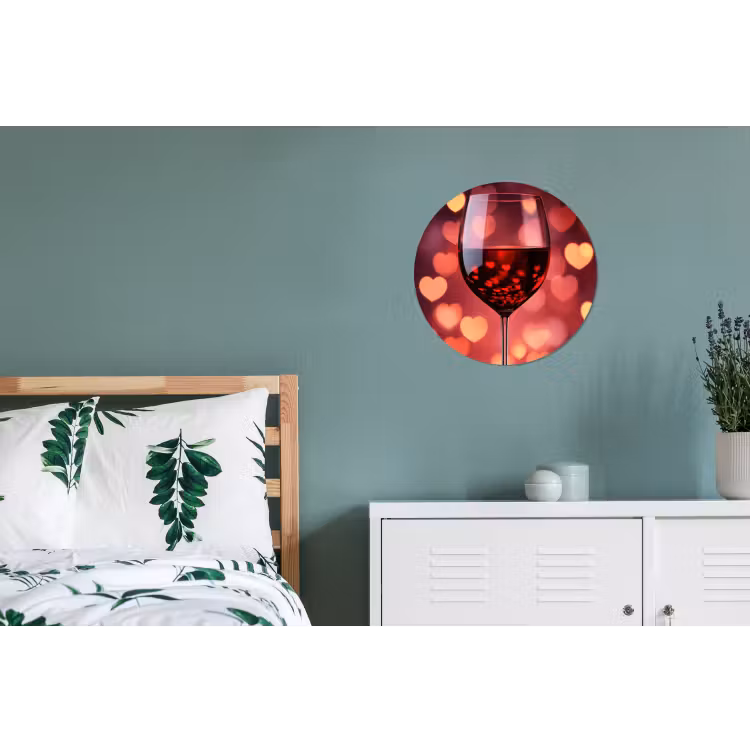 Wandcirkel - Aluminium - Rood - Wijn - Hartjes — 4