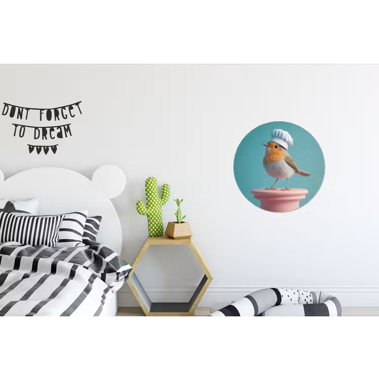 Wandcirkel - Aluminium - Roodborstje - Vogel - Koksmuts - Sokkel — 5