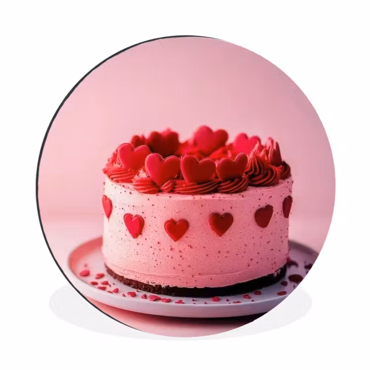 Wandcirkel - Aluminium - Taart - Hart - Roze — 1
