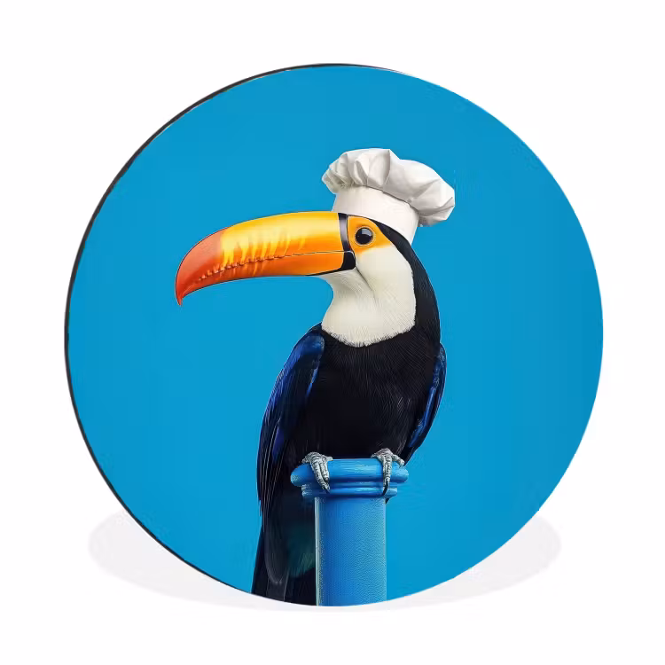 Wandcirkel - Aluminium - Tucan - Sokkel - Vogel - Koksmuts — 1
