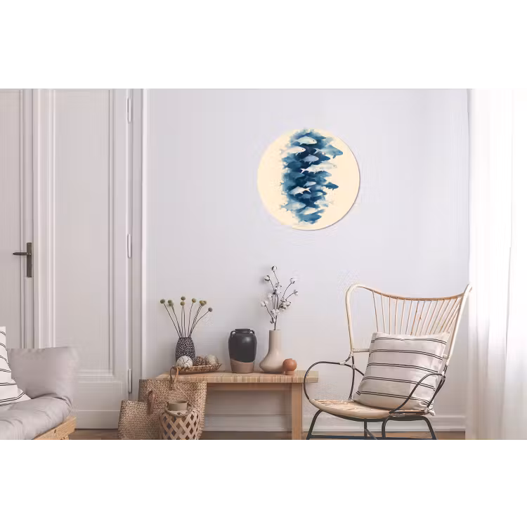 Wandcirkel - Aluminium - Vissen - Minimalistisch - Blauw — 2