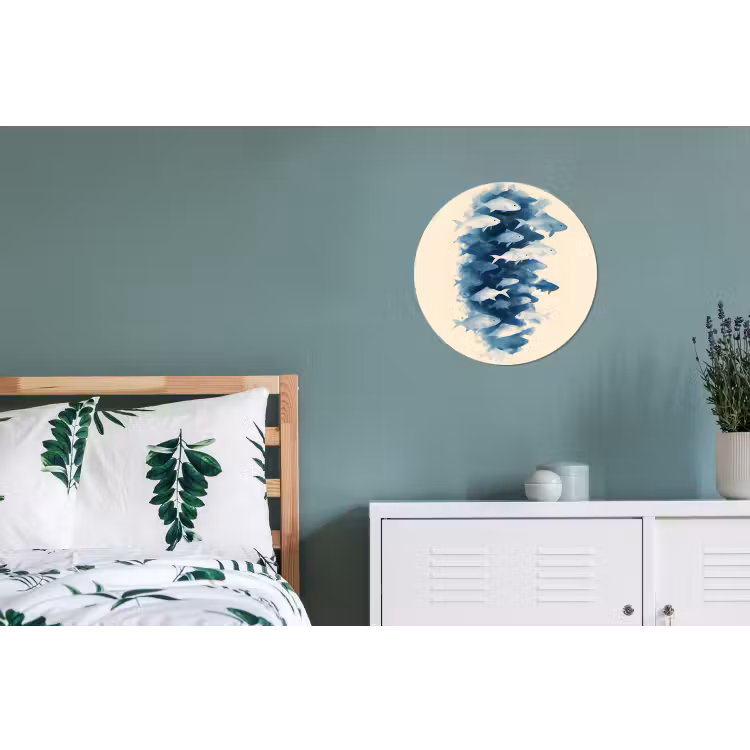 Wandcirkel - Aluminium - Vissen - Minimalistisch - Blauw — 4