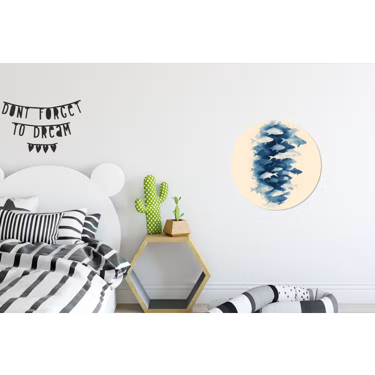 Wandcirkel - Aluminium - Vissen - Minimalistisch - Blauw — 5